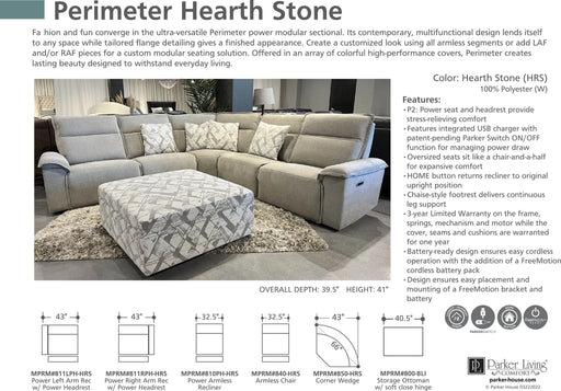 Parker Living - Perimeter 5 Piece Sectional Sofa in Hearth Stone - MPRM-PACKB(H)-HRS - GreatFurnitureDeal