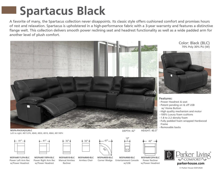 Parker Living - Spartacus 6 Piece Sectional Sofa in Black - MSPA-PACKA(H)-BLC - GreatFurnitureDeal