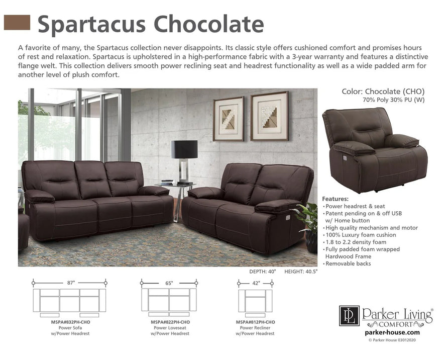 Parker Living - Spartacus Power Loveseat in Chocolate - MSPA#822PH-CHO - GreatFurnitureDeal