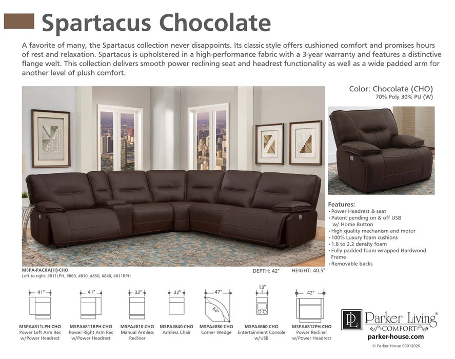 Parker Living - Spartacus 6 Piece Sectional Sofa in Chocolate - MSPA-PACKA(H)-CHO - GreatFurnitureDeal