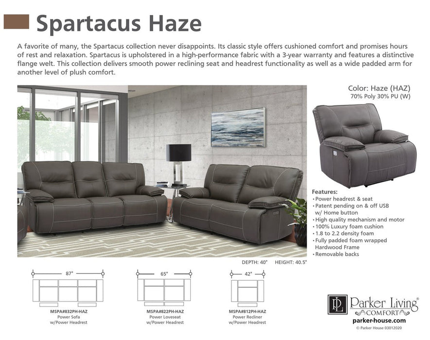 Parker Living - Spartacus Power Recliner with Power Headrest and USB Port in Haze -et of 2- MSPA#812PH-HAZ - GreatFurnitureDeal