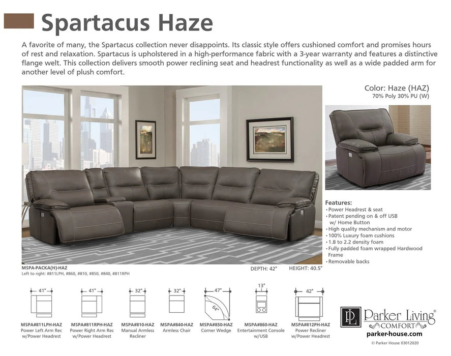 Parker Living - Spartacus 6 Piece Sectional Sofa in Haze - MSPA-PACKA(H)-HAZ - GreatFurnitureDeal