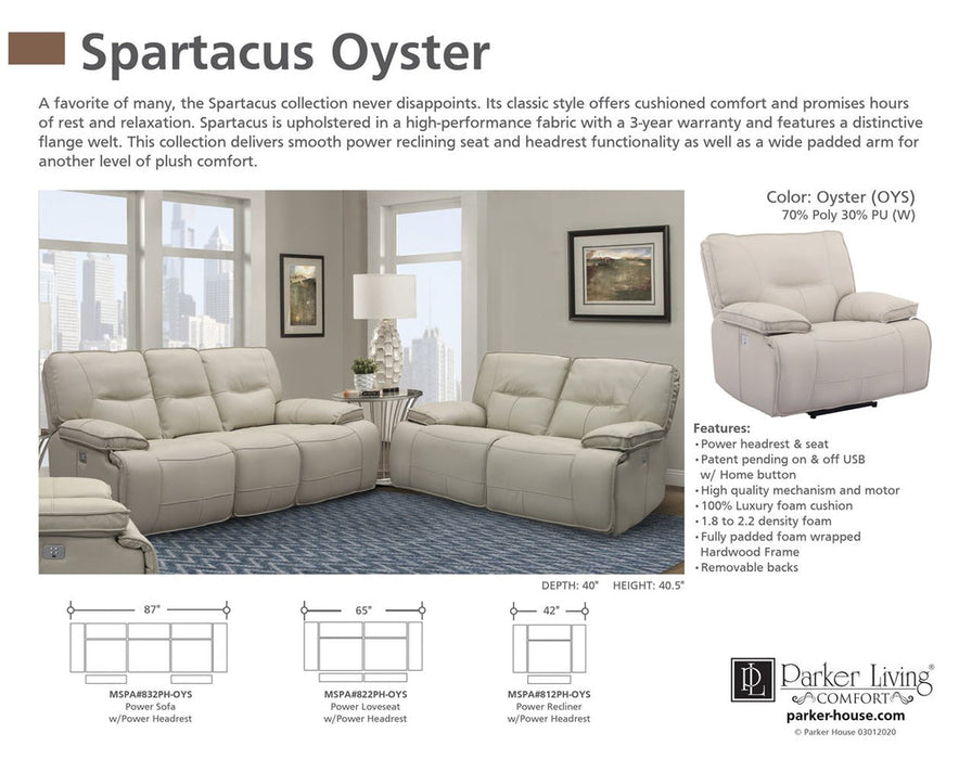 Parker Living - Spartacus Power Recliner with Power Headrest and USB Port in Oyster (Set of 2) - MSPA#812PH-OYS - GreatFurnitureDeal