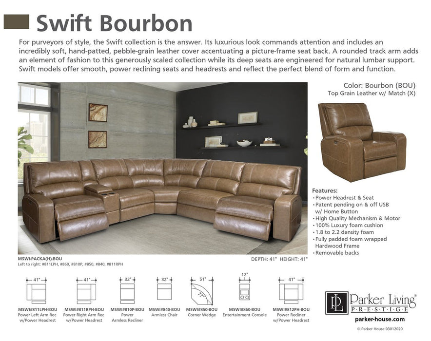 Parker Living - Swift Bourbon Modular 6 Piece Power Reclining Sectional - MSWI-PACKA(H)-BOU - GreatFurnitureDeal