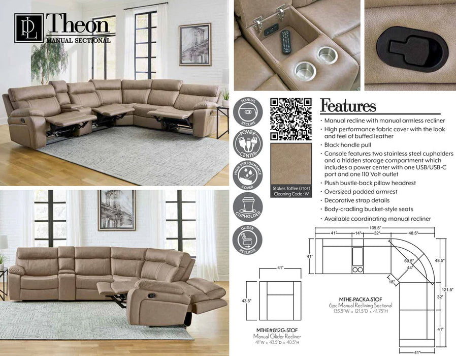 Parker Living - MTH-PACKA-STOF6 Piece Modular Manual Reclining Sectional in Stokes Toffee - MTH-KIT-6A-STOF - GreatFurnitureDeal