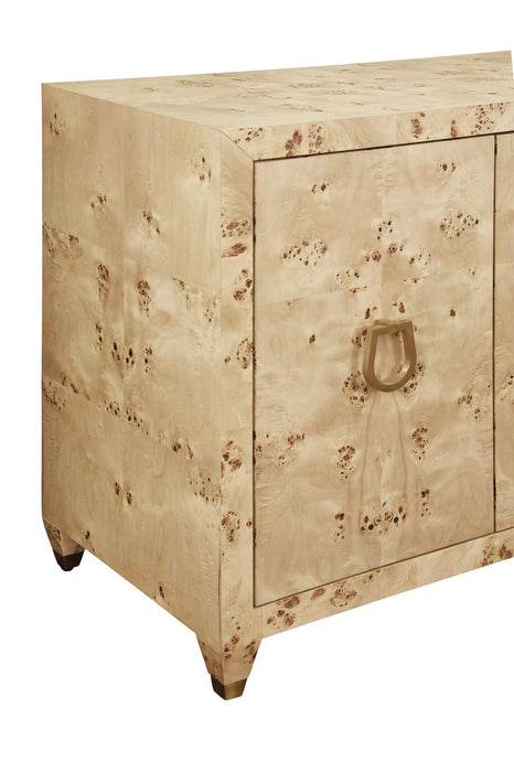 Worlds Away - Mulligan Four Door Buffet With Satin Brass Horsebit Inspired Hardware And Foot Caps In Burl Wood - MULLIGAN BW