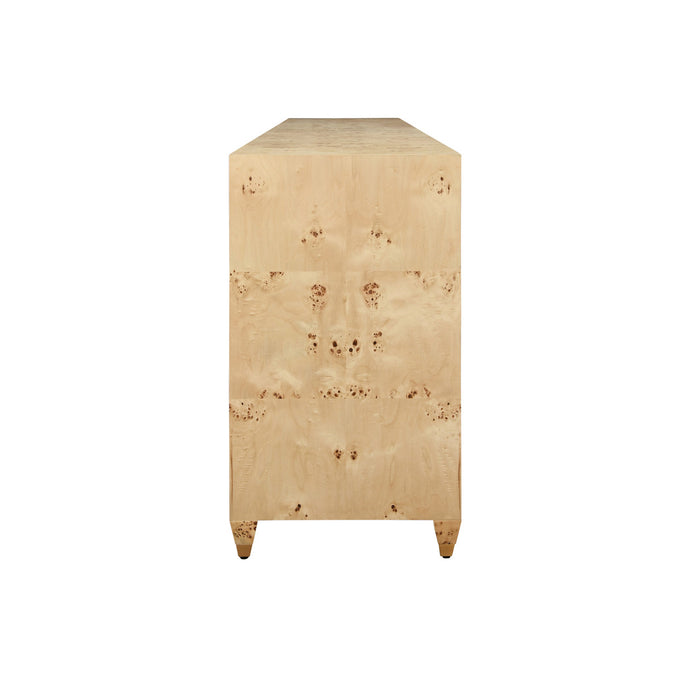 Worlds Away - Mulligan Four Door Buffet With Satin Brass Horsebit Inspired Hardware And Foot Caps In Burl Wood - MULLIGAN BW