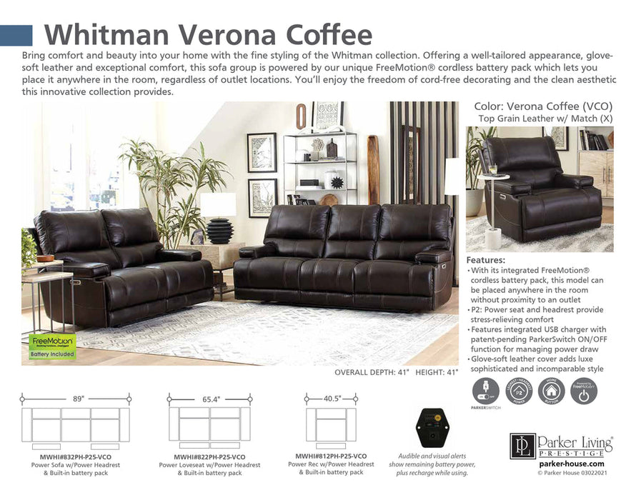 Parker Living - Whitman Power Loveseat in Verona Coffee - MWHI#822PH-P25-VCO - GreatFurnitureDeal