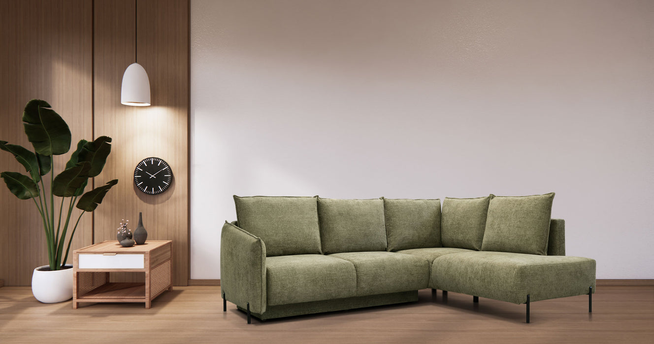 ESF Furniture - Marsylia Sectional Left w/Bed in Olive - MARSYLIA-LEFT
