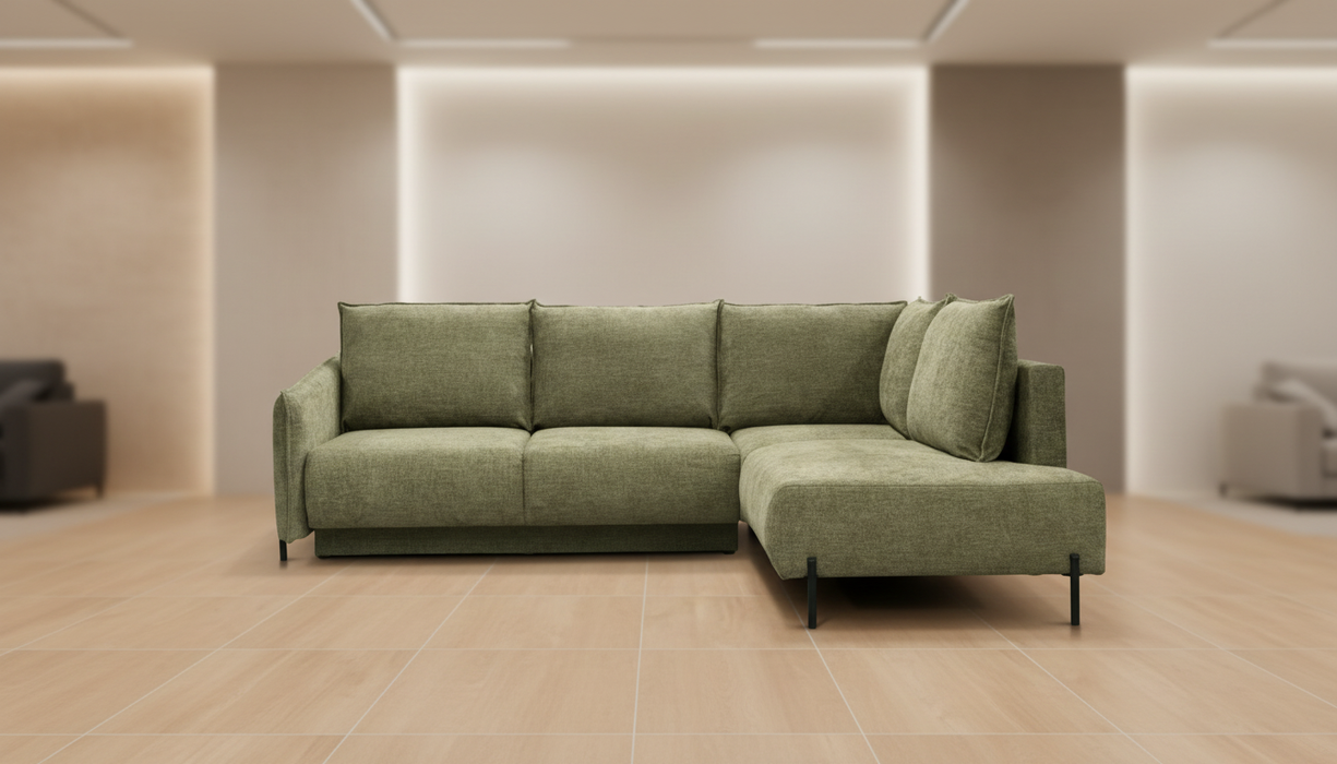 ESF Furniture - Marsylia Sectional Left w/Bed in Olive - MARSYLIA-LEFT