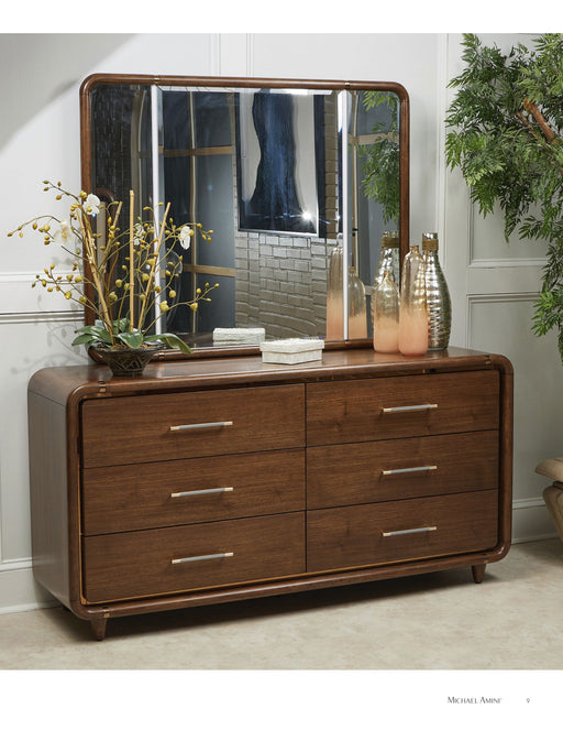 AICO Furniture - Mason Park"Dresser with Mirror "Umber - 9094050SA-4060-406 - GreatFurnitureDeal