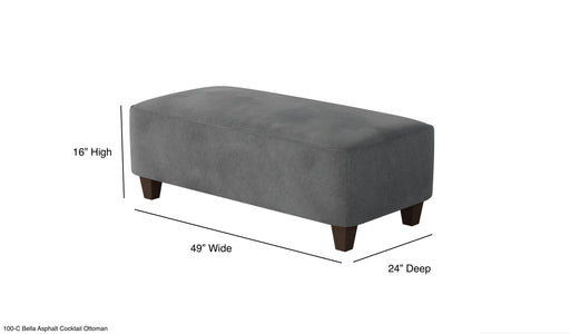 Southern Home Furnishings - Bella Asphalt Cocktail Ottoman in Grey - 1100-C Bella Asphalt-MTO - GreatFurnitureDeal