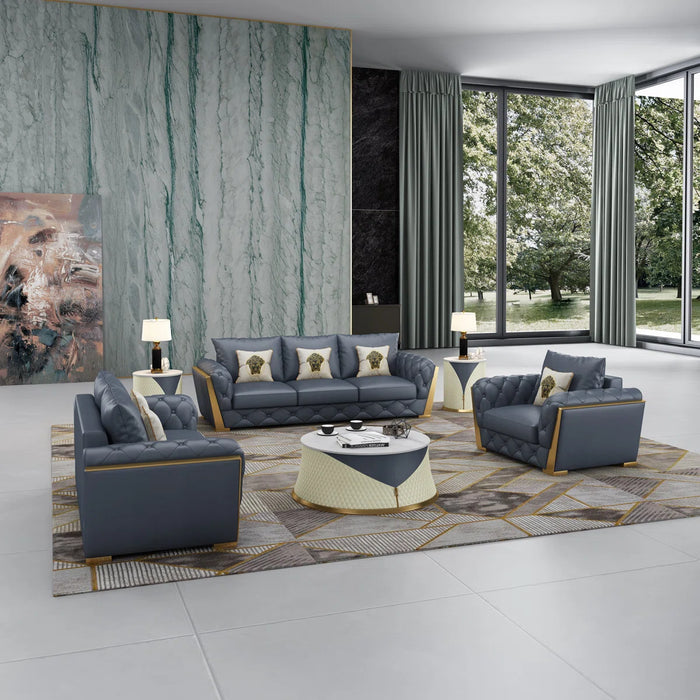 European Furniture - Castello Chair Gray Italian Leather - EF-19991-C - GreatFurnitureDeal