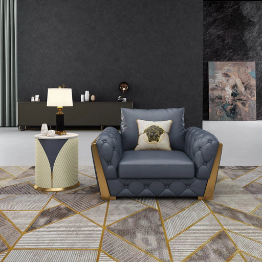 European Furniture - Castello Chair Gray Italian Leather - EF-19991-C - GreatFurnitureDeal