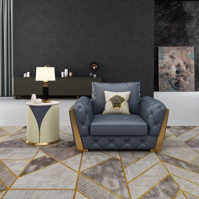 European Furniture - Castello Chair Gray Italian Leather - EF-19991-C - GreatFurnitureDeal