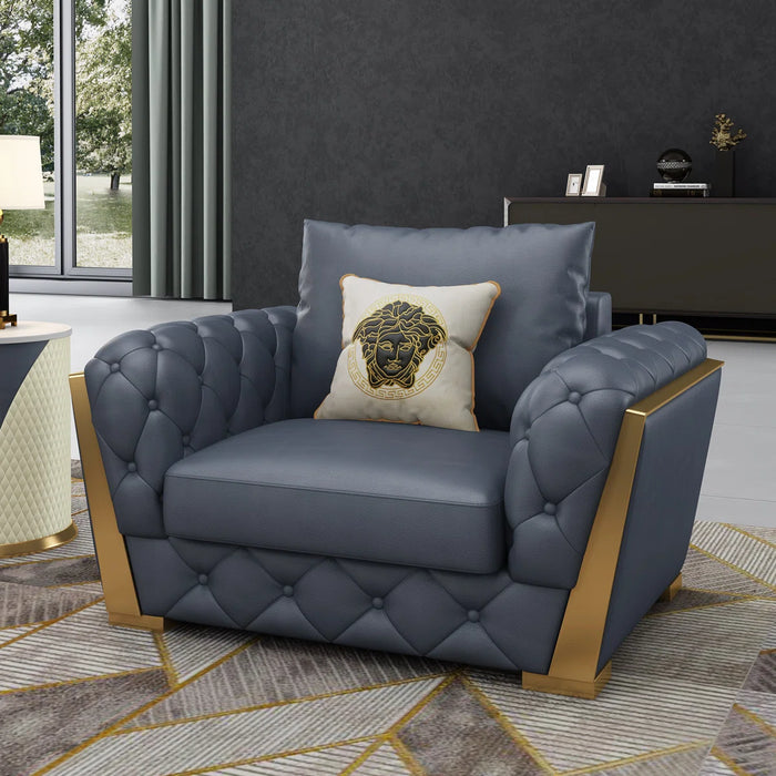 European Furniture - Castello Chair Gray Italian Leather - EF-19991-C - GreatFurnitureDeal