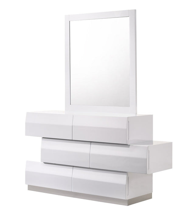 J&M Furniture - Milan White 6 Drawer Dresser and Mirror - 17687-DR+M-WHITE - GreatFurnitureDeal