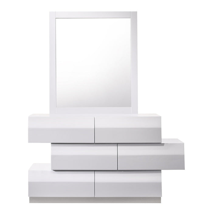 J&M Furniture - Milan White 6 Drawer Dresser and Mirror - 17687-DR+M-WHITE