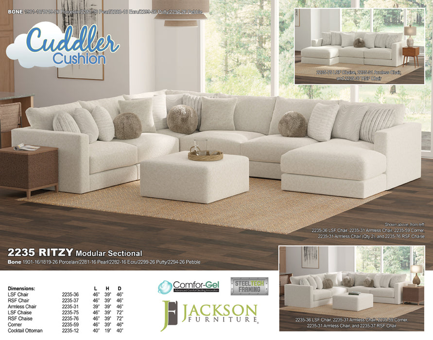 Jackson Furniture - Ritzy 3 Piece Sectional Sofa in Bone/Pearl - 223536-223531-223576 - GreatFurnitureDeal