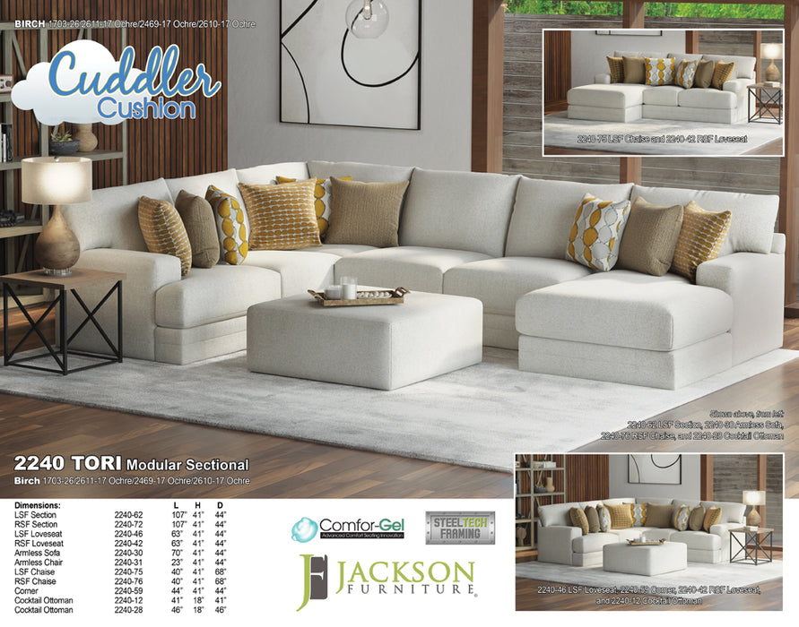 Jackson Furniture - Tori 4 Piece Sectional Sofa with Cocktail Ottoman 41" in Birch/Ochre - 224062-224059-224030-224076-224012 - GreatFurnitureDeal