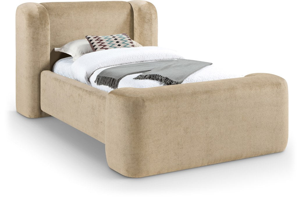 Meridian Furniture - Modena Beige Chenille Fabric Upholstered Twin Bed - ModenaBeige-T - GreatFurnitureDeal