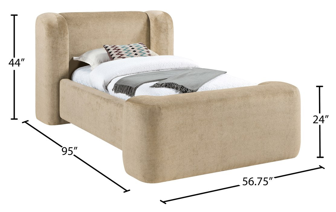 Meridian Furniture - Modena Beige Chenille Fabric Upholstered Twin Bed - ModenaBeige-T - GreatFurnitureDeal