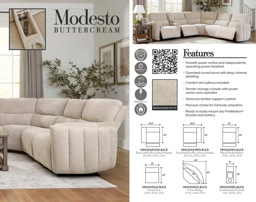 Parker Living - Modesto 7 Piece Modular Power Reclining Sectional in Buttercream - MMOD-PACKT7(H)-BUCR - GreatFurnitureDeal