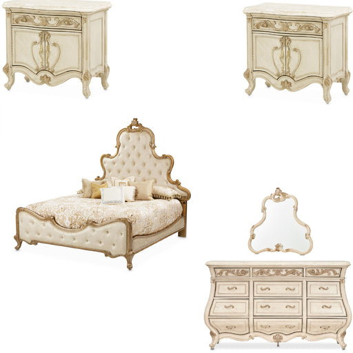 AICO Furniture - Platine de Royale 5 Piece California King Bedroom Set in Champagne - N09000CKPL3-101-5SET - GreatFurnitureDeal