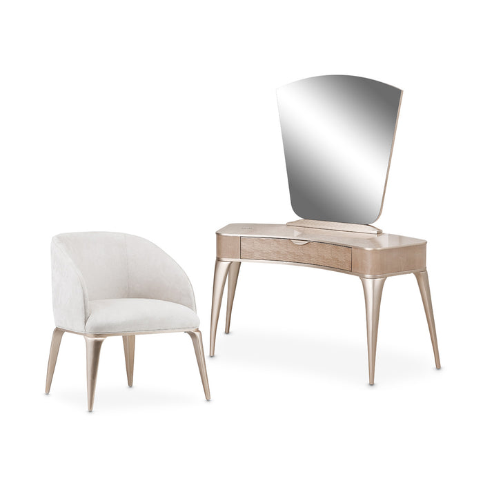 AICO Furniture - Malibu Crest Vanity Desk with Mirror and Chair in Blush - N9007000VAN3-131 - GreatFurnitureDeal