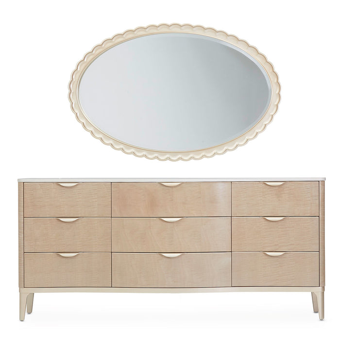 AICO Furniture - Malibu Crest 7 Piece Queen Curved Panel Bedroom Set - N9007000QN3CR-822-7SET