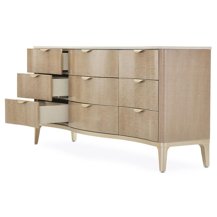 AICO Furniture - Malibu Crest 8 Piece Queen Scalloped Panel Bedroom Set - N9007000QN3-822-8SET