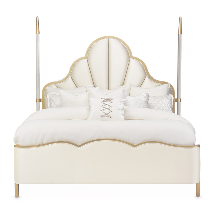 AICO Furniture - Malibu Crest Eastern King Scalloped Poster Bed - N9007100EK4PT-822 - GreatFurnitureDeal
