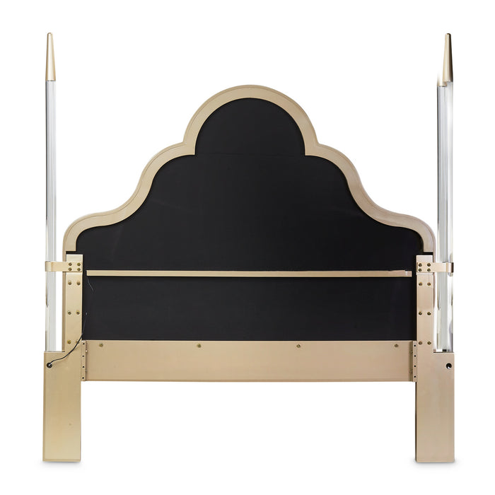 AICO Furniture - Malibu Crest 7 Piece Eastern King Scalloped Poster Bedroom Set - N9007100EK4PT-822-7SET