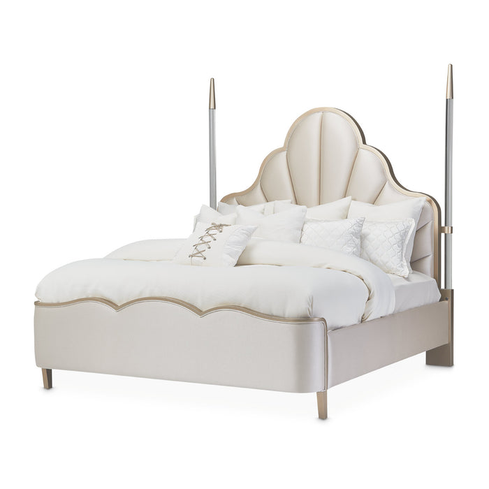 AICO Furniture - Malibu Crest 3 Piece Queen Scalloped Poster Bedroom Set - N9007100QN4PT-822-3SET