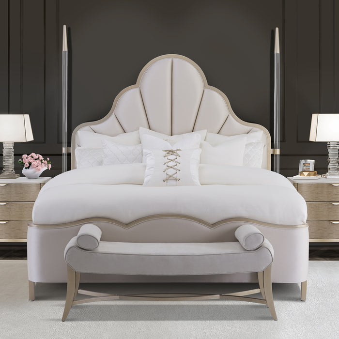 AICO Furniture - Malibu Crest 3 Piece Queen Scalloped Poster Bedroom Set - N9007100QN4PT-822-3SET