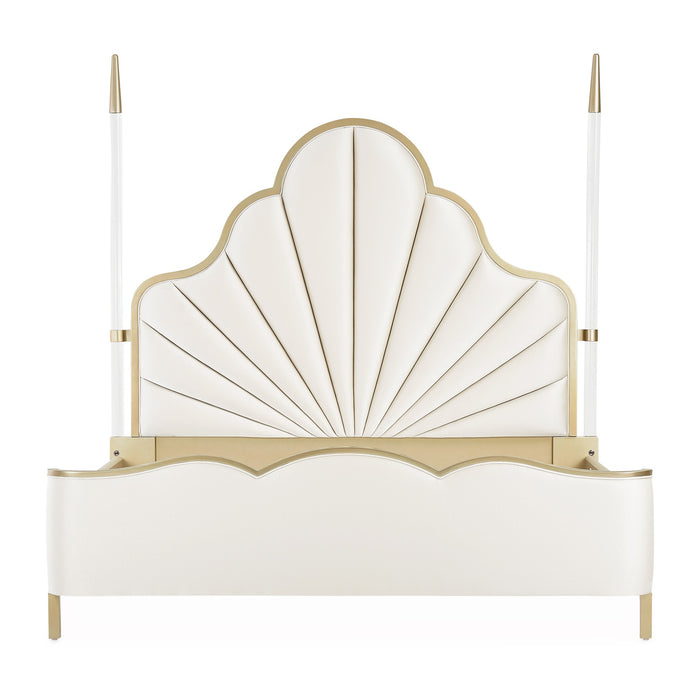 AICO Furniture - Malibu Crest Queen Scalloped Poster Bed - N9007100QN4PT-822 - GreatFurnitureDeal