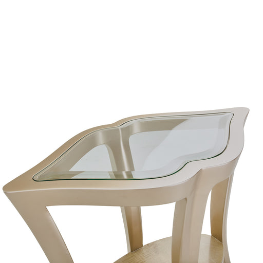 AICO Furniture - Malibu Crest End Table W/Glass in Chardonnay - N9007224-822 - GreatFurnitureDeal