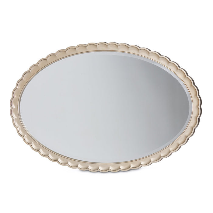 AICO Furniture - Malibu Crest"Oval Wall Mirror"Chardonnay - N9007260-822 - GreatFurnitureDeal