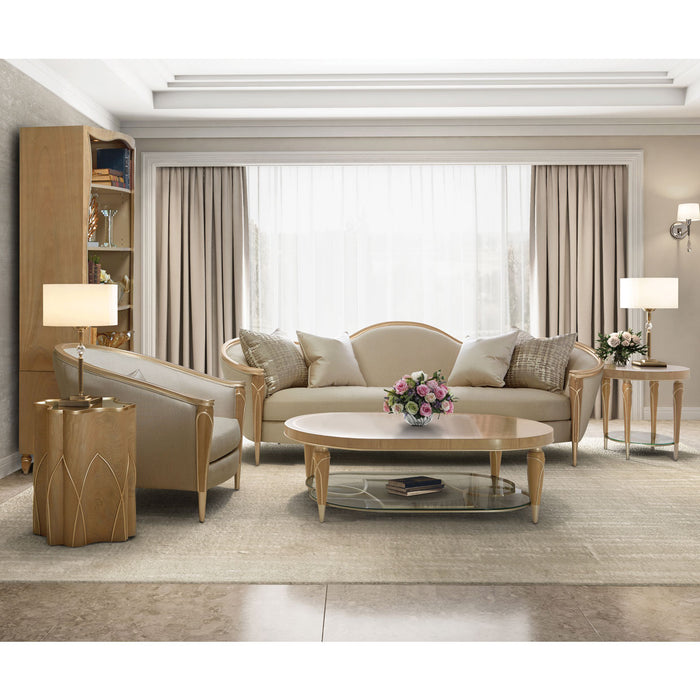 AICO Furniture - Villa Cherie"Sofa"Caramel - N9008815-PEARL-134 - GreatFurnitureDeal