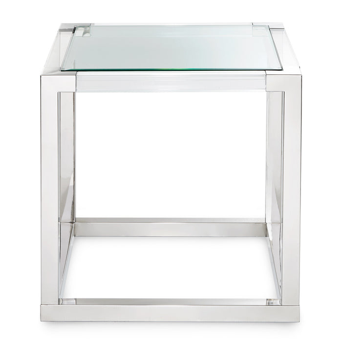 AICO Furniture - State St. Square End Table in Glossy White - N9016302S-13 - GreatFurnitureDeal