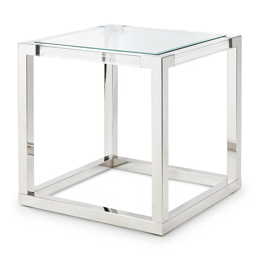 AICO Furniture - State St. Square End Table in Glossy White - N9016302S-13 - GreatFurnitureDeal