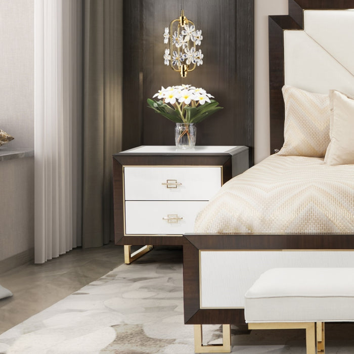 AICO Furniture - Belmont Place 7 Piece Queen Upholstered Bedroom Set - Espresso - N9085000QN3-409-7SET