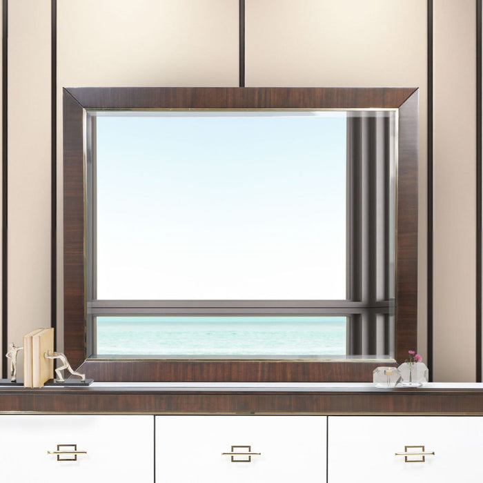 AICO Furniture - Belmont Place 7 Piece Queen Upholstered Bedroom Set - Espresso - N9085000QN3-409-7SET