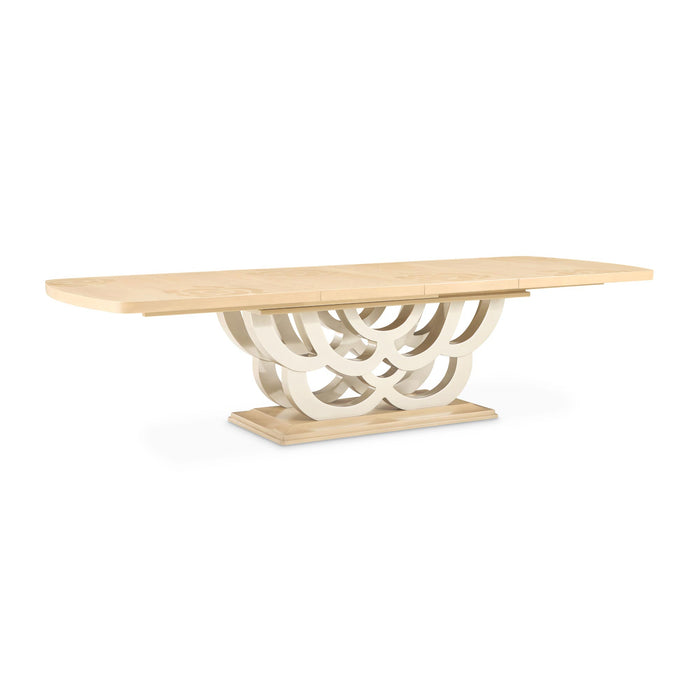 AICO Furniture - Camellia Field Rectangular Pedestal Dining Table in Caramel - N9090002-134 - GreatFurnitureDeal
