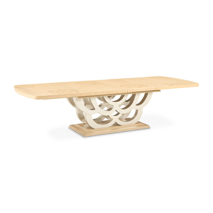 AICO Furniture - Camellia Field Rectangular Pedestal Dining Table in Caramel - N9090002-134 - GreatFurnitureDeal
