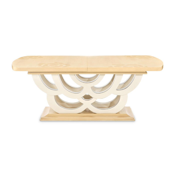 AICO Furniture - Camellia Field Rectangular Pedestal Dining Table in Caramel - N9090002-134 - GreatFurnitureDeal