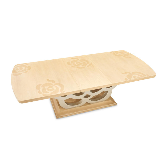 AICO Furniture - Camellia Field Rectangular Pedestal Dining Table in Caramel - N9090002-134 - GreatFurnitureDeal