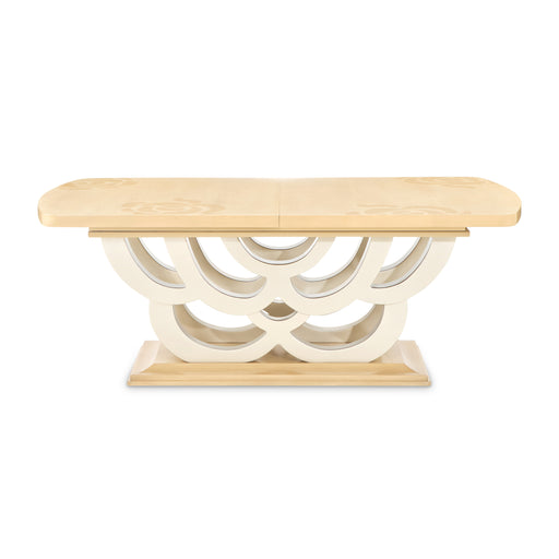 AICO Furniture - Camellia Field Rectangular Pedestal Dining Table in Caramel - N9090002-134 - GreatFurnitureDeal