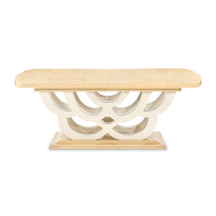 AICO Furniture - Camellia Field Rectangular Pedestal Dining Table in Caramel - N9090002-134 - GreatFurnitureDeal