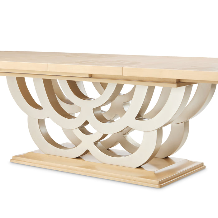 AICO Furniture - Camellia Field Rectangular Pedestal Dining Table in Caramel - N9090002-134 - GreatFurnitureDeal